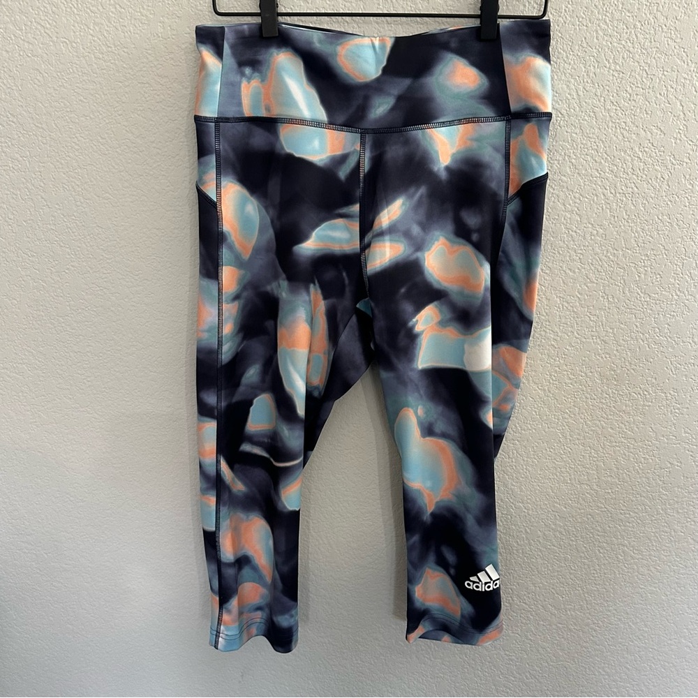 Adidas Black and Blue Patterned Leggings